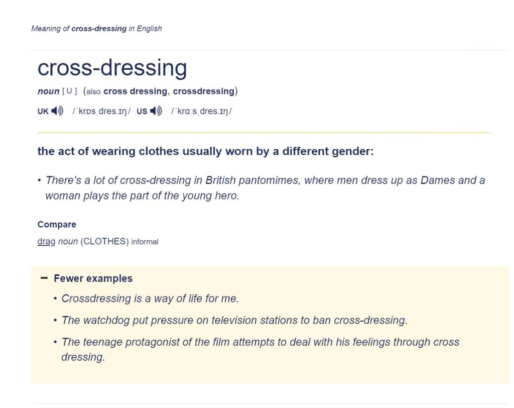 Definition of Crossdressing 