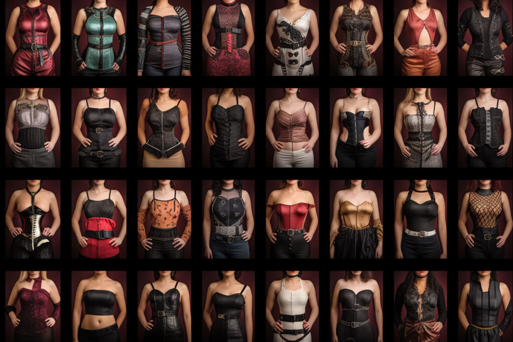 Different styles of corsets 