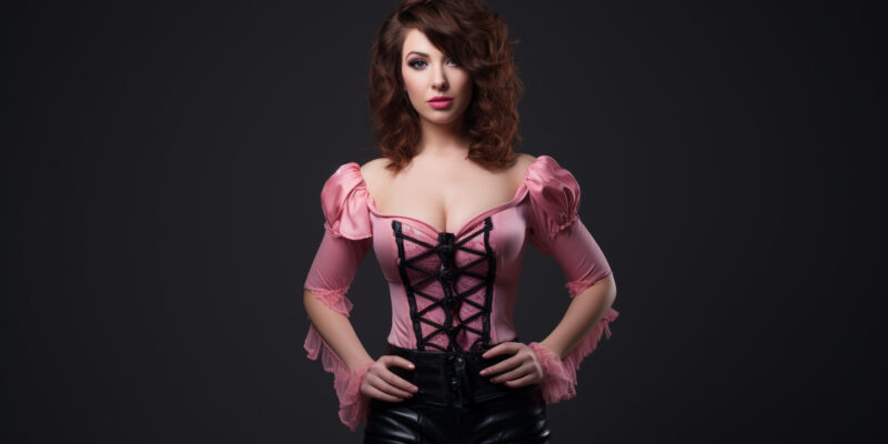 Crossdresser wearing a stylish corset