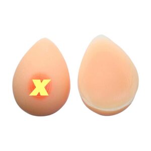 A pair of silicone breastforms displayed on a white background.